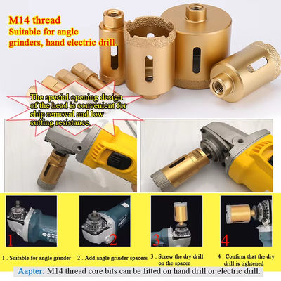 Il vuoto M14 ha brasato 35mm Diamond Core Drill Bits Set per porcellana