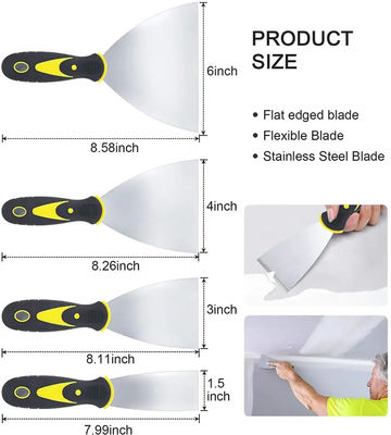 4 pacchetti di raschiatrici per coltelli a massa multipla Set di raschiatrici per coltelli Spackle Premium in acciaio inossidabile