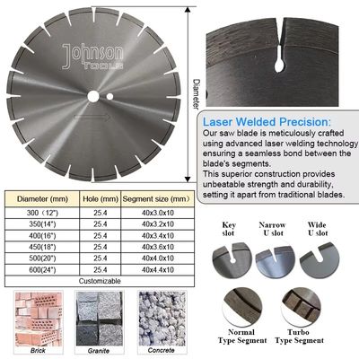 10" laser ha saldato Diamond Blade With Hexagon Hole concreto